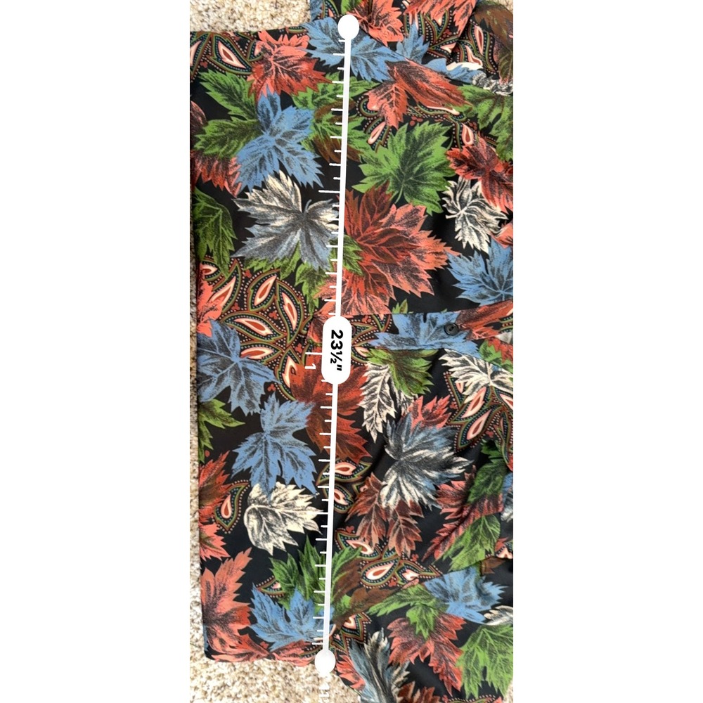Top Notch Vintage Leaf Print Pullover Blouse Women's M Retro Button Neck Top - Picture 5 of 7